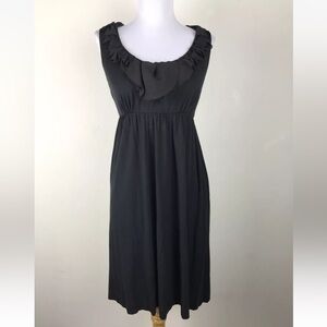 Soma Dress Size M Black Ruffled Neckline Comfy Sleeveless Womens Rayon Blend